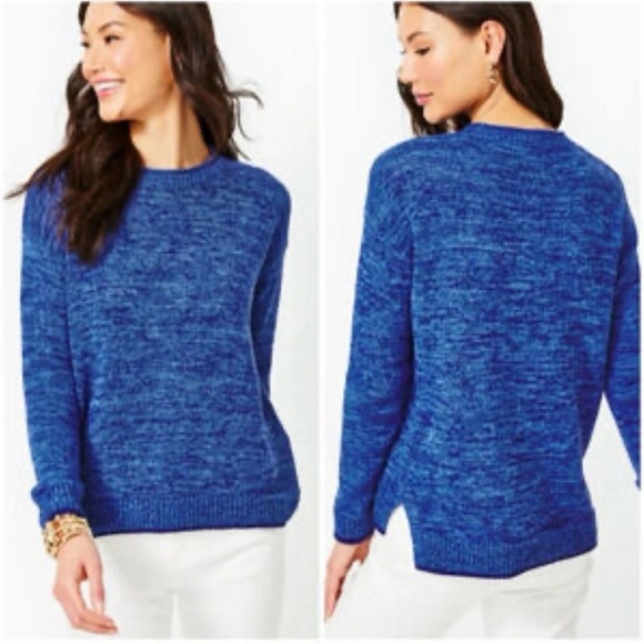 Lilly Pulitzer Sweaters - LILLY PULITZER XL Bayport blue cotton crew neck softcore woman sweater old money